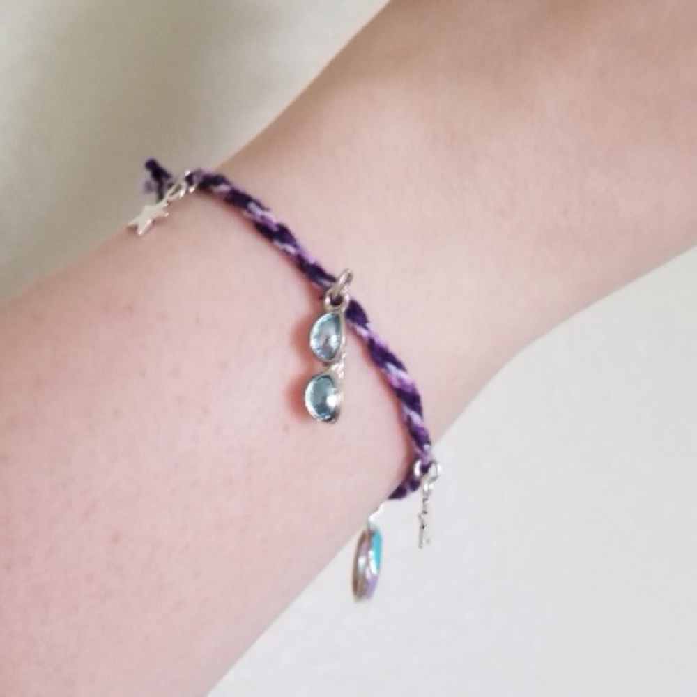 Purple woven Bracelet with Charms